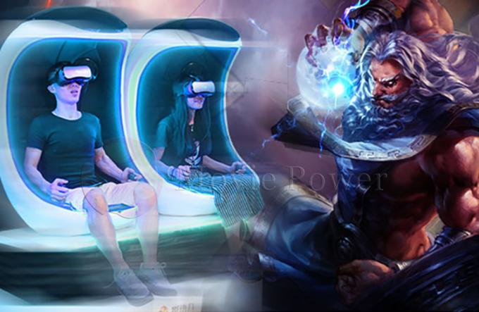 สวนสนุก Virtual Reality Simulator 9d Vr อุปกรณ์เก้าอี้ไข่ในโรงภาพยนตร์พร้อม 2 ที่นั่ง 0