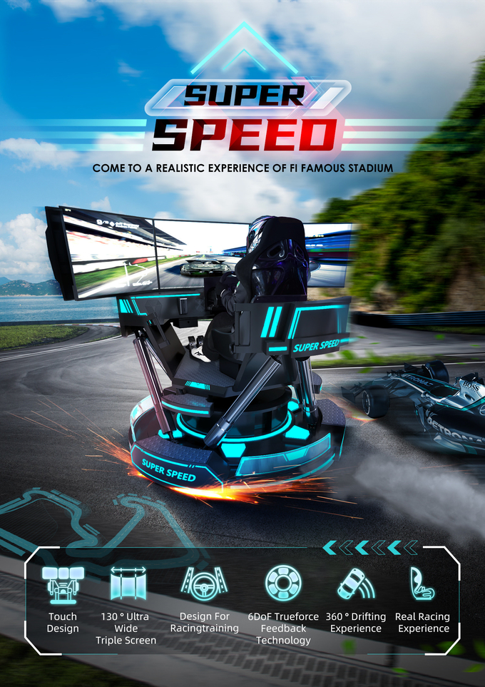 VR 3-Screen Car Racing Virtual Reality Simulator 6-Dof Black Car Racing เกมส์แมชชีน 5d การขับรถ 0