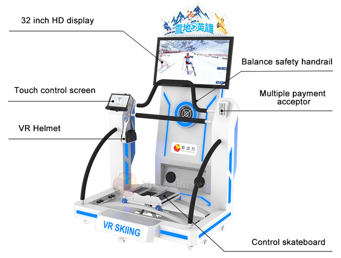 เครื่อง Arcade Virtual Reality 9d Vr Ski Simulator สําหรับการค้า 3