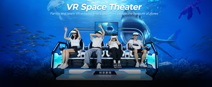 2.5kW ภาพยนตร์ Virtual Reality รอลเลอร์โคสเตอร์ ซิมูเลอเตอร์ 4 ที่นั่ง 9D VR ห้องภาพยนตร์อวกาศ 0