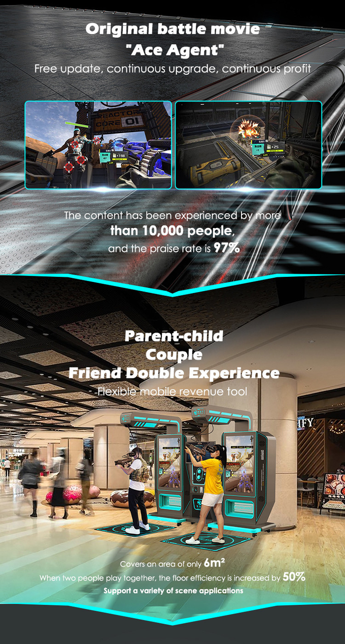 ห้างสรรพสินค้า VR เครื่องเกมยิงผู้เล่นสองคน VR Arcade Simulator 1