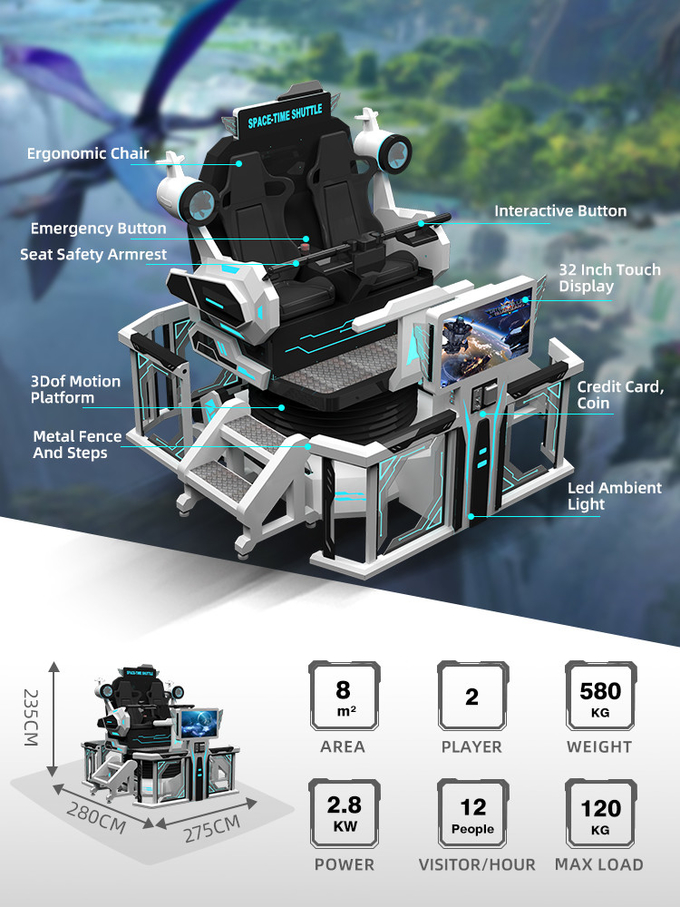 4d 8d 9d Virtual Reality Simulator Vr เครื่องเกม Roller Coaster Vr Chair 2 ที่นั่ง 1