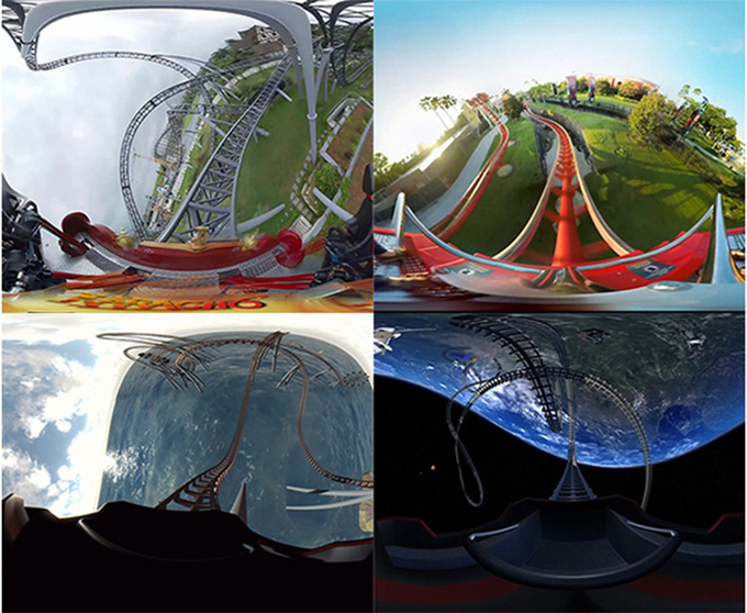 3D 9D VR Cinema Virtual Reality Roller Coaster 360 หมุน Vr เครื่องเกมจำลองการบินเก้าอี้ 2