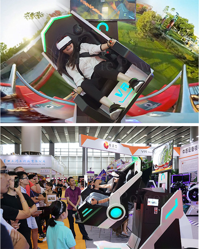 3D 9D VR Cinema Virtual Reality Roller Coaster 360 หมุน Vr เครื่องเกมจำลองการบินเก้าอี้ 1