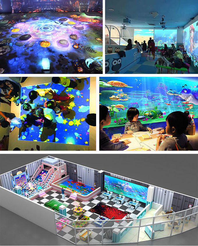 อุปกรณ์สนามเด็กเล่นสำหรับเด็ก 3D Projector Hologram Tunnel Interactive Motion Floor Games 0