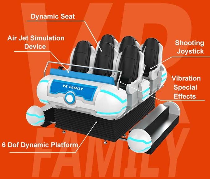 เกมยิงปืนครอบครัวยอดนิยม 6 ที่นั่งแบบโต้ตอบ VR 9D จำลอง 1