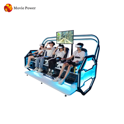 Movie Power 9D VR Cinema Simulator 4 คน Roller Coaster เครื่องเกมอาเขตเสมือนจริง