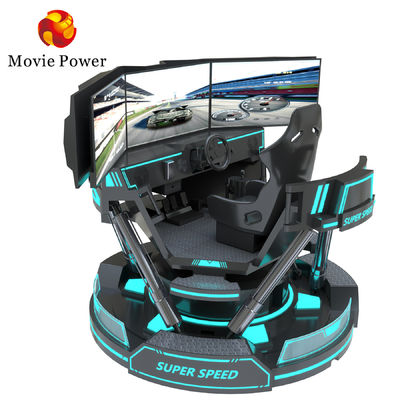 3 Screen Virtual Reality Simulator 6- Dof Black Car Racing เกมส์แมชชีน 5d การขับรถ