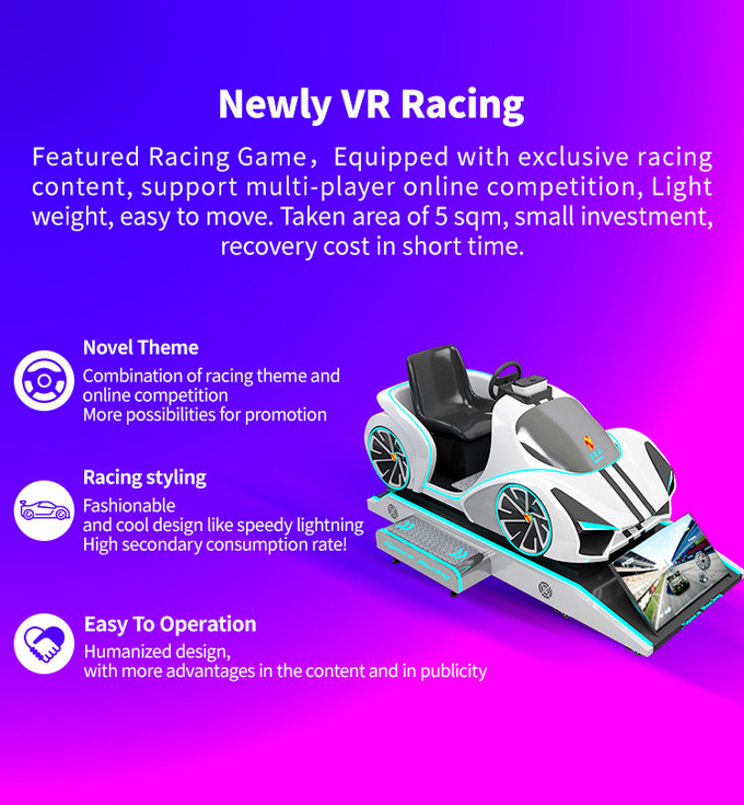 ห้องนักบินจำลองการขับรถเสมือนจริง 9d พร้อมเครื่องเกม Motion Platform Vr Racing 1