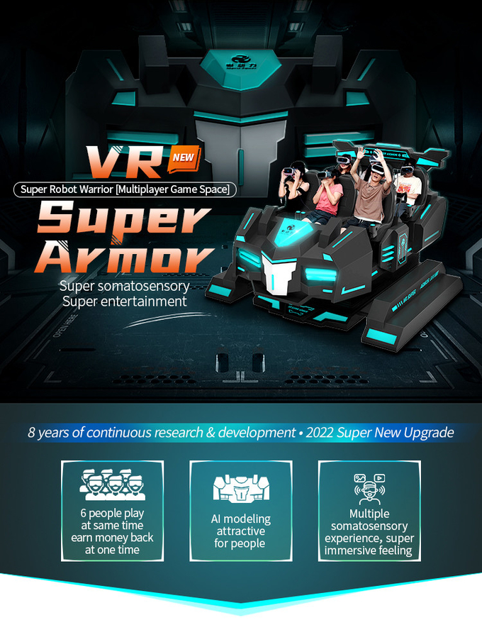 6 ที่นั่ง 9d VR Cinema Arcade Virtual Reality รอลเลอร์โคสเตอร์ VR อุปกรณ์ 0