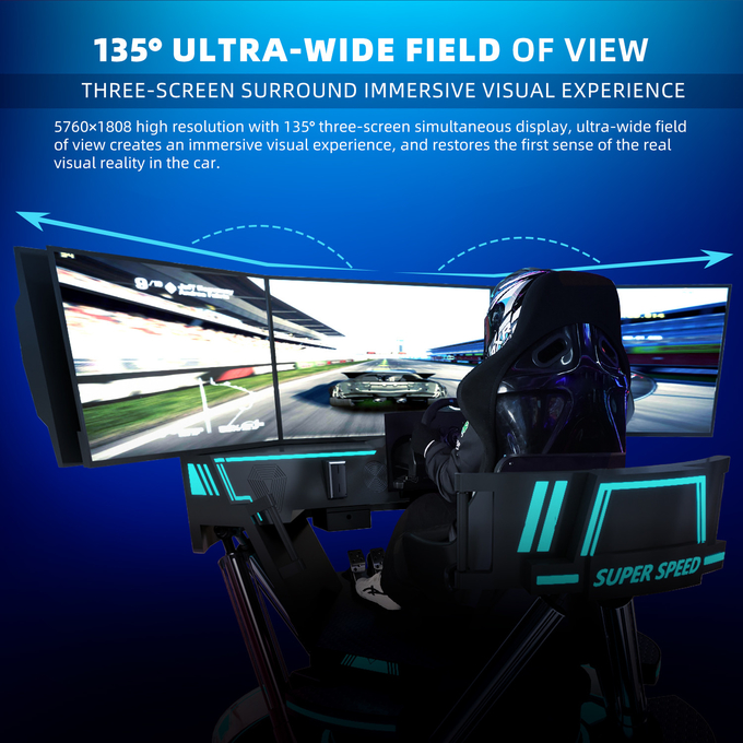 VR 3-Screen Car Racing Virtual Reality Simulator 6-Dof Black Car Racing เกมส์แมชชีน 5d การขับรถ 5