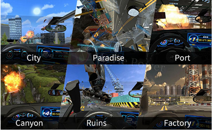 VR การแข่งขันสําหรับสนามเด็กในห้อง รายการการแข่งขันการขับรถ ซิมูเลอเตอร์ออนไลน์เกมความเป็นจริงจริง 9D VR อุปกรณ์การเล่น 3